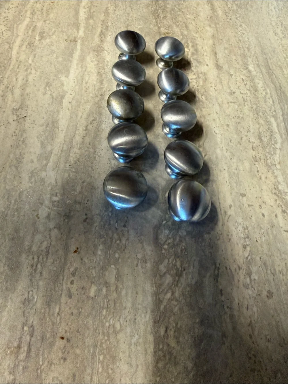 Set of Metal Drawer or Cabinet Knobs — Brushed Silver Hardware